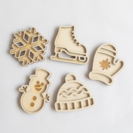 Houten minispeeltrayset -De winter -