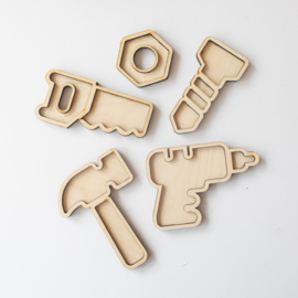 Houten speeltray miniset - Worktools -