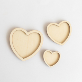 Houten minispeeltrayset - Trio hartjes