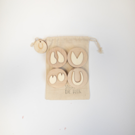 Houten mini stempelset - Voetsporen Boerderijdieren -