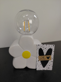 Lampje bloem met kaartje juf