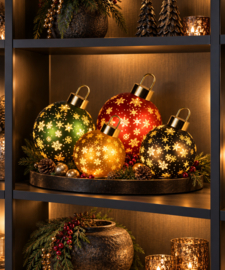 D.14xH.18cmMicro led draaiende bal glas steady bo binnen groen