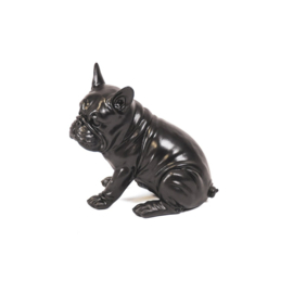 HV Bulldog hond - Zwart - 19x13,5x19cm