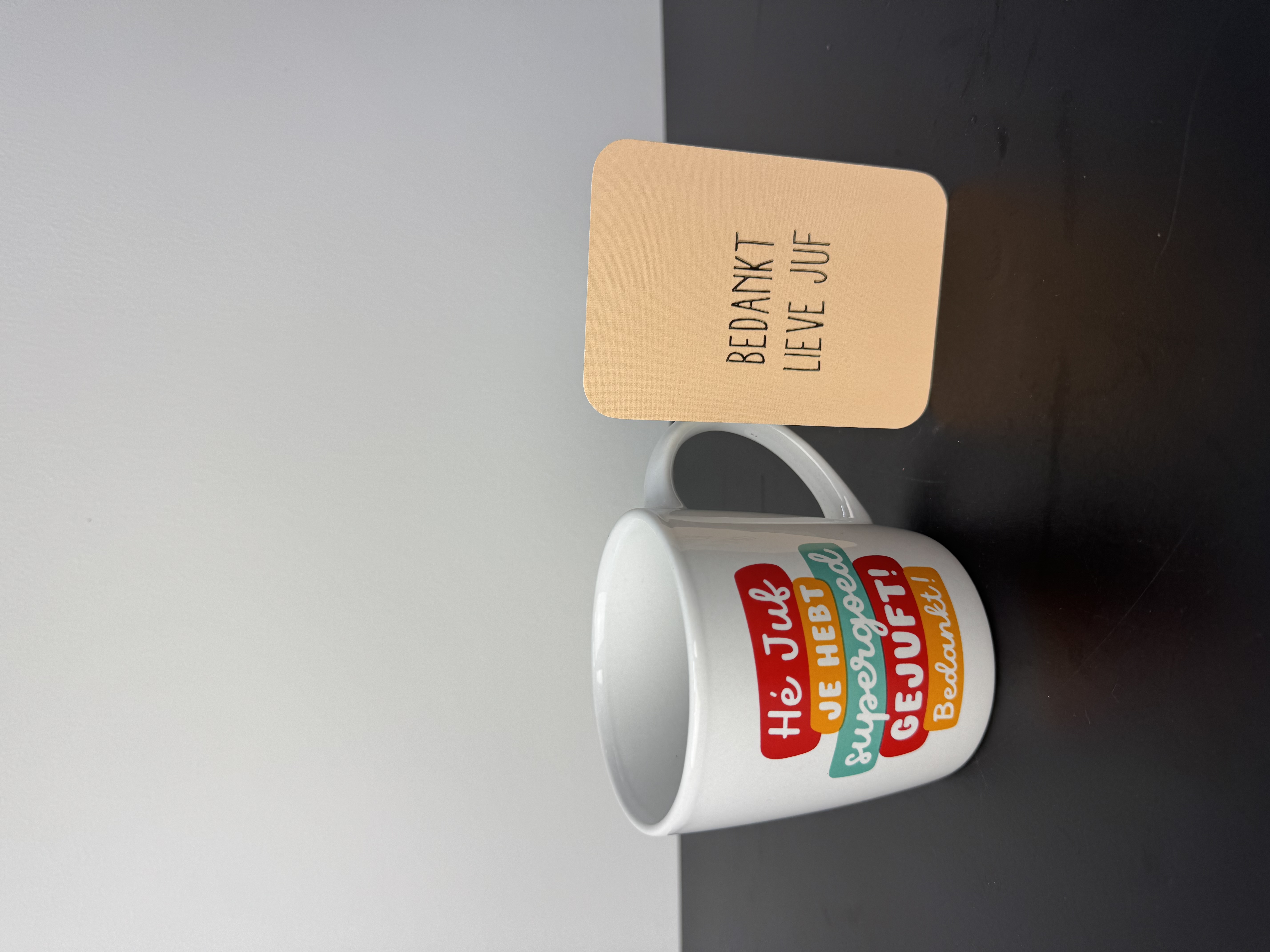 Mok voor juf inclusief kaartje