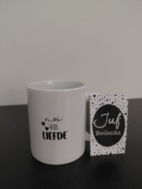 Mok met kaartje juf