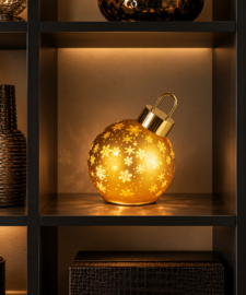 Micro led draaiende bal glas steady bo binnen goud/warm wit d.18cm x h.23cm