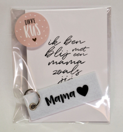 Sleutelhanger+kaart MAMA blij