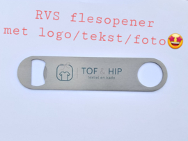 Flesopener RVS met eigen tekst/logo/foto