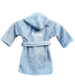 Funnies badjas SILK BLUE 1-2 jaar met naam geborduurd