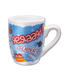 Mok geslaagd TE GEK blauw