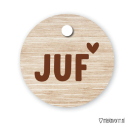 Sleutelhanger Juf hout