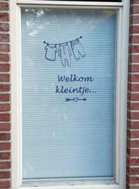 Raamsticker welkom kleintje waslijn