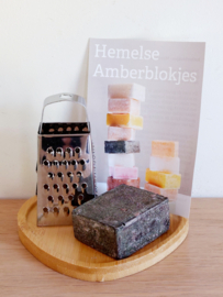 Set Amberblokje+minirasp+schaaltje hout