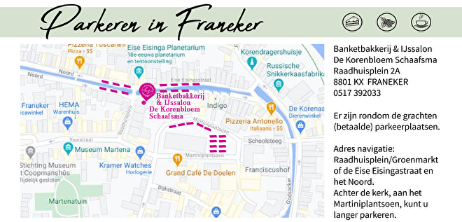 Kaart parkeermogelijkheden Franeker