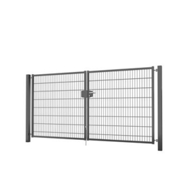 Dubbele tuinpoortset met dubbelstaafmatvulling 3000x1600 - RAL7016 Art. nr. TPTDMD70163016S prijs per Set excl. BTW