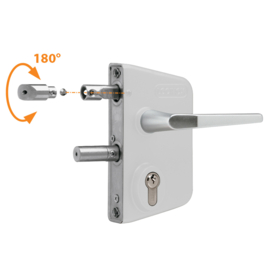 Locinox Industrieel poortslot opbouw - profiel 30-50 mm - krukken 3006M en cilinder - RAL9010 Art. nr. LAKQ3030U2L9010  (TH)