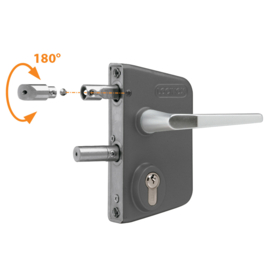 Locinox Industrieel poortslot opbouw - profiel 30-50 mm - krukken 3006M en cilinder - RAL7016 Art. nr. LAKQ3030U2L7016  (TH)