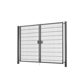 Dubbele tuinpoortset met dubbelstaafmatvulling 2400x2000 - RAL7016 Art. nr. TPTDMD70162420S prijs per Set excl. BTW