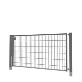 Enkele tuinpoortset met dubbelstaafmatvulling 2000x1200 - RAL7016 Art. nr. TPTDM70162012S prijs per Set excl. BTW