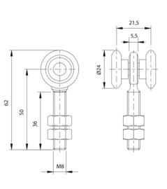 2-PICCOLO~~ROL MET 2 WIELEN GESTAMPT 24MM