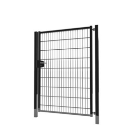 Enkele tuinpoortset met dubbelstaafmatvulling 1200x1800 - RAL9005 Art. nr. TPTDM90051218S  prijs per Set excl. BTW