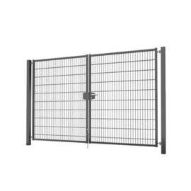 Dubbele tuinpoortset met dubbelstaafmatvulling 3000x2000 - RAL7016 Art. nr. TPTDMD70163020S prijs per Set excl. BTW