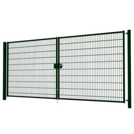 Dubbele tuinpoortset met dubbelstaafmatvulling 4000x2000 - RAL6009 Art. nr. TPTDMD60094020S prijs per Set excl. BTW