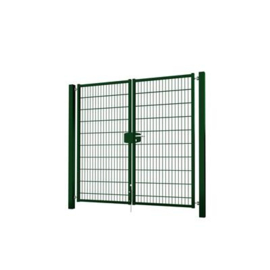 Dubbele tuinpoortset met dubbelstaafmatvulling 2000x2000 - RAL6005 Art. nr. TPTDMD60052020S  prijs per Set excl. BTW