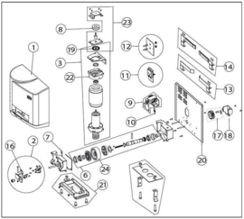 DITEC CROSS 18-19 onderdelen, Nummer 3; artikel 6CS18M ‘motor CROSS18-18E-18VE  (HO)