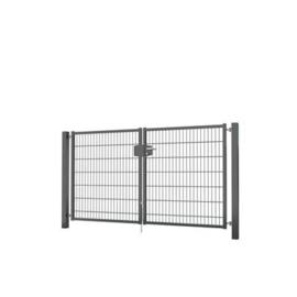 Dubbele tuinpoortset met dubbelstaafmatvulling 2400x1400 - RAL7016 Art. nr. TPTDMD70162414S prijs per Set excl. BTW