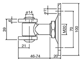 CR20PA~~ADJUSTABLE HINGE WITH PLATE AND WINGS M20