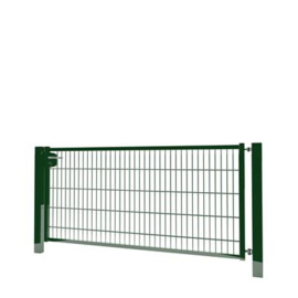 Enkele tuinpoortset met dubbelstaafmatvulling 2000x1000 - RAL6005 Art. nr. TPTDM60052010S prijs per Set excl. BTW