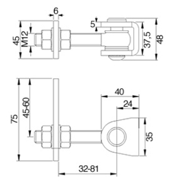 177-M12 HS700~~WARMBADGEGALV. SCHARNIER MET U-BEUGEL VOOR 180° OPENING