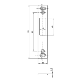 135-40928~~Sluitplaat in RVS voor rolslot 135-40925
