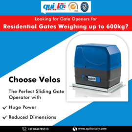 Quiko Velos FX Superfast. schuifpoort motor. tot 600kg. Inclusief knipperlamp, Zender, Sleutelcontact en set IR Sensoren.Art. 0502  (QU)