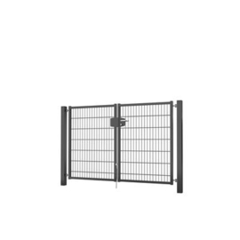 Dubbele tuinpoortset met dubbelstaafmatvulling 2000x1400 - RAL7016 Art. nr. TPTDMD70162014S prijs per Set excl. BTW