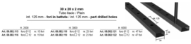 08.082.118~~L=3000mm 30x20x2mm Koker met ronde gaten 12mm