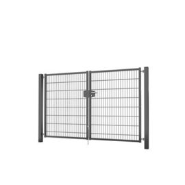 Dubbele tuinpoortset met dubbelstaafmatvulling 2400x1600 - RAL7016 Art. nr. TPTDMD70162416S prijs per Set excl. BTW