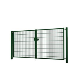 Dubbele tuinpoortset met dubbelstaafmatvulling 3000x1600 - RAL6005 Art. nr. TPTDMD60053016S prijs per Set excl. BTW