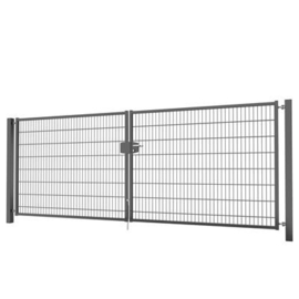 Dubbele tuinpoortset met dubbelstaafmatvulling 4000x1600 - RAL7016 Art. nr. TPTDMD70164016S prijs per Set excl. BTW