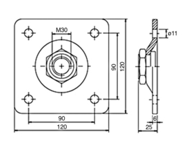 PR30~~PLATE WITH SCREWS M30 YELLOW GALVAN.