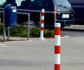 Parkeerpaal rond 76 mm, inklapbaar, met driehoekslot  (PO)