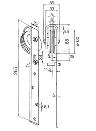 87144~~LOOPWIEL 60MM MET MONTAGEPLAAT