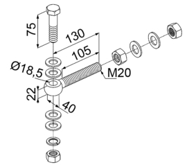 50x 1034HDGA-M20-130-50~~P00011394 - Prijs per stuk,afname per 50 st-oogboutset warmbadgegalvaniseerd-m2