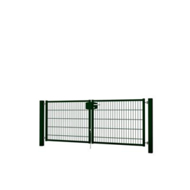 Dubbele tuinpoortset met dubbelstaafmatvulling 2400x1000 - RAL6009 Art. nr. TPTDMD60092410S prijs per Set excl. BTW