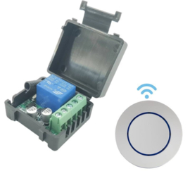 draadloze drukknop universeel, voor binnenshuis of in de auto ,zelfklevend, universeel, 433mhz met ontvanger. 5-30v DC. Art.nr 0809  (QU)