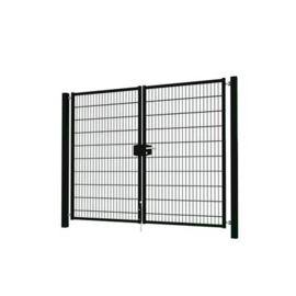 Dubbele tuinpoortset met dubbelstaafmatvulling 2400x2000 - RAL9005 Art. nr. TPTDMD90052420S  prijs per Set excl. BTW