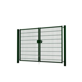 Dubbele tuinpoortset met dubbelstaafmatvulling 2400x1800 - RAL6009 Art. nr. TPTDMD60092418S prijs per Set excl. BTW