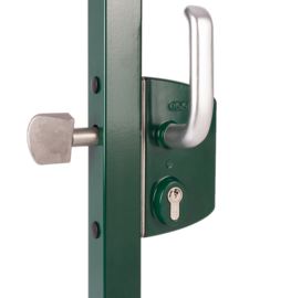 Locinox Industrieel schuifpoortslot opbouw - profiel 100 mm - krukken 3006S en cilinder (TH)