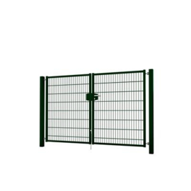 Dubbele tuinpoortset met dubbelstaafmatvulling 2400x1600 - RAL6009 Art. nr. TPTDMD60092416S prijs per Set excl. BTW